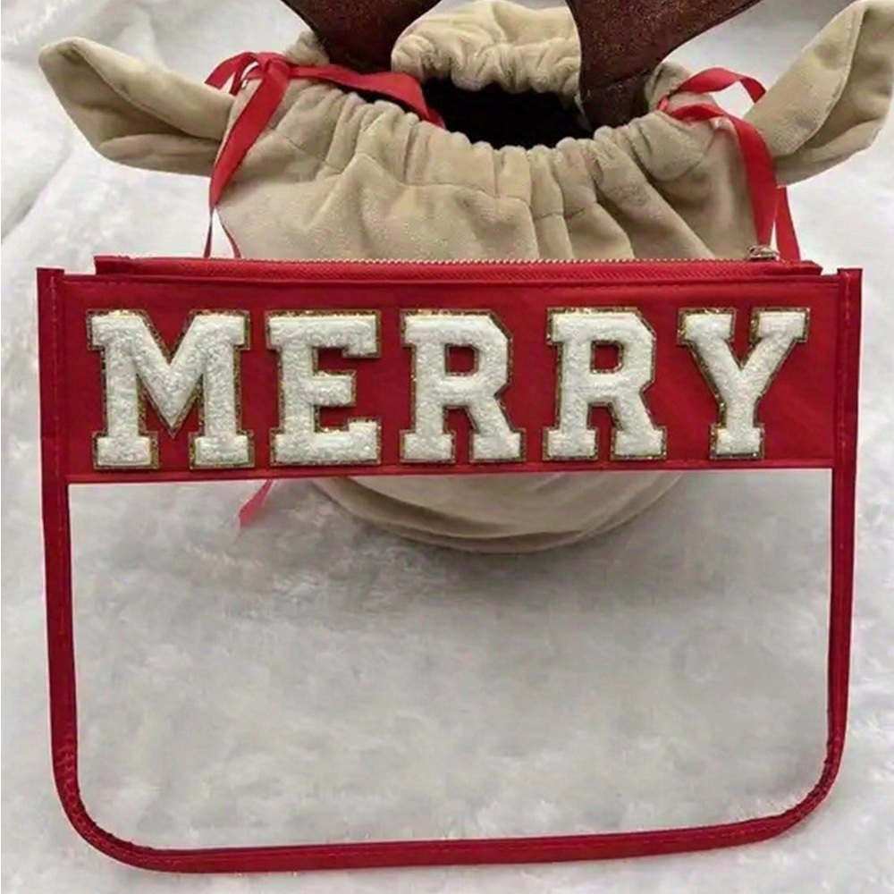 Red 'MERRY' Holiday Clutch